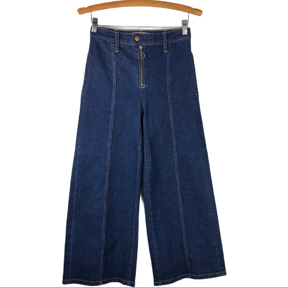 Madewell Denim - Madewell blue high waisted cropped wide leg jeans